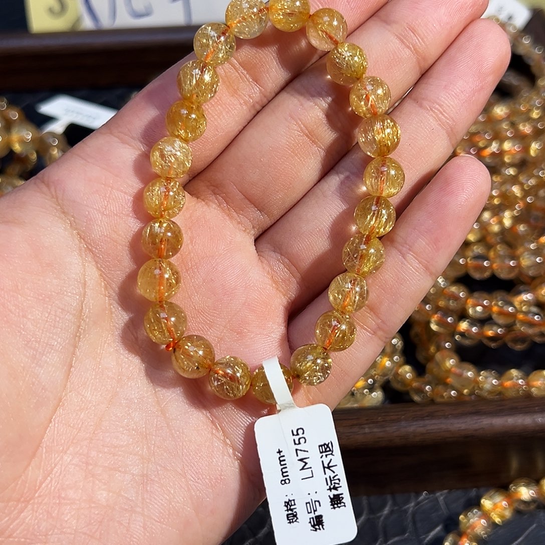 手串未镶嵌水晶天然金钛晶