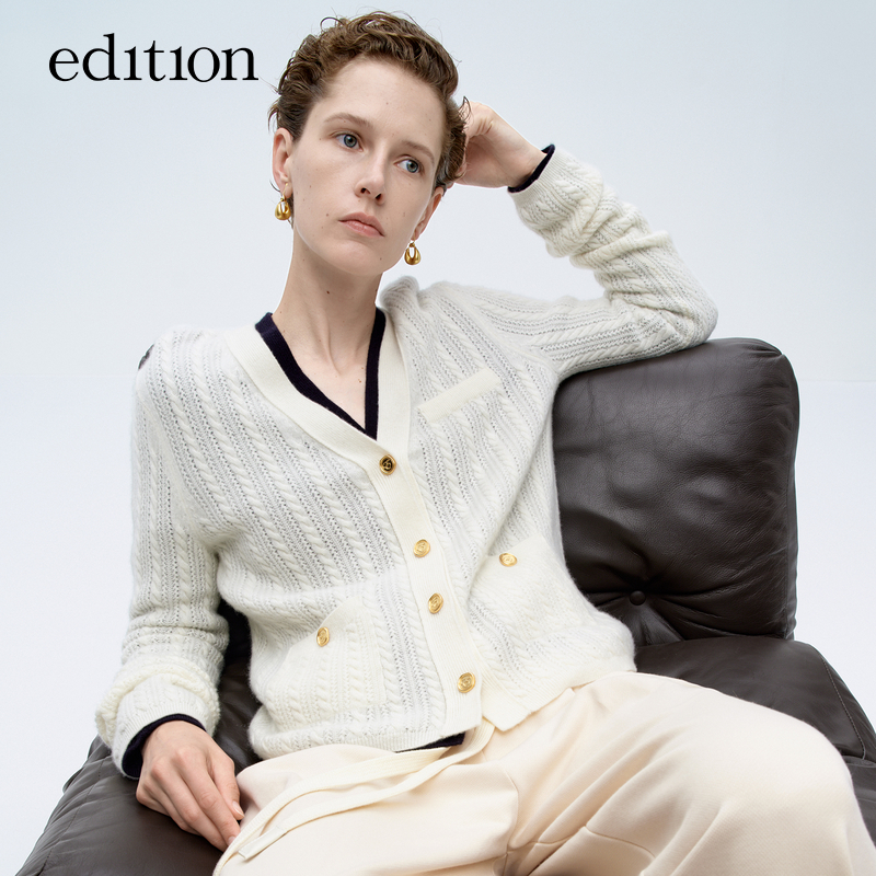 【陈大可】edition复古绞花镂空山羊绒开衫#EBC4CAR016