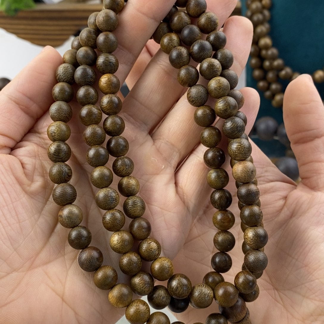 沉香木手串绿棋楠108