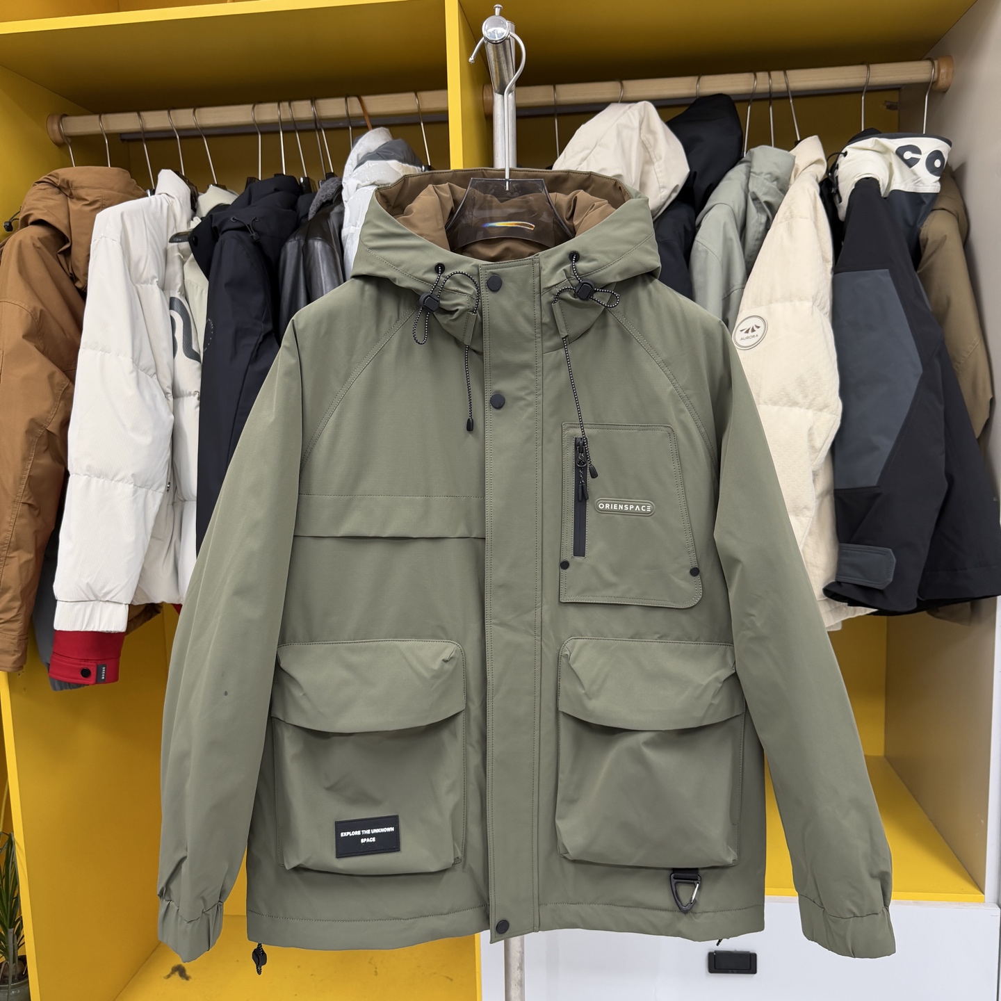 W949男士工装风90白鸭绒连帽外套防寒保暖秋冬户外通勤实穿外套