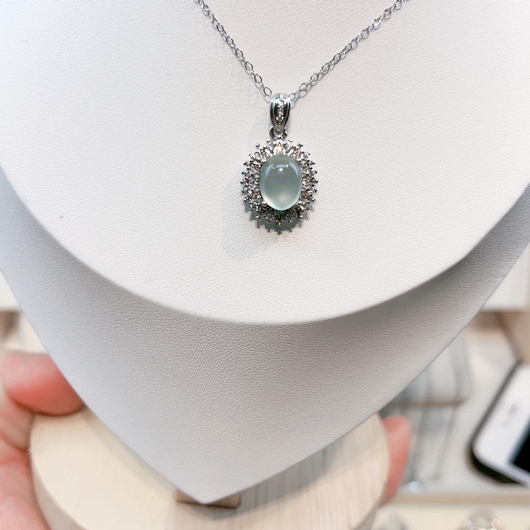 岫玉银S925镶嵌颈饰