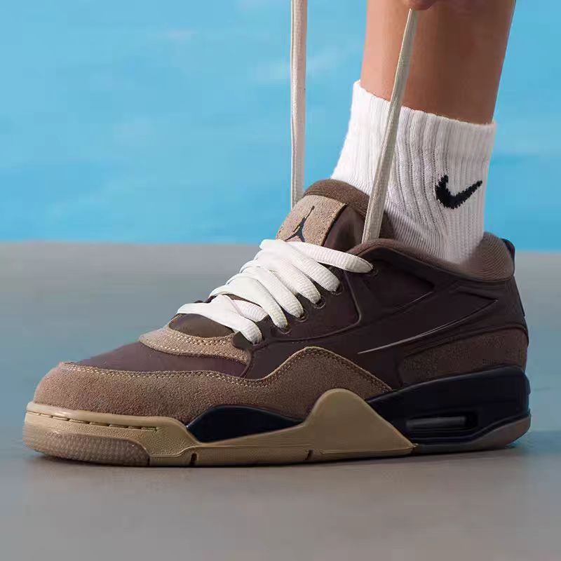 耐克男子AJ4乔丹秋冬新复古深棕低帮潮流运动休闲板鞋FQ7939022