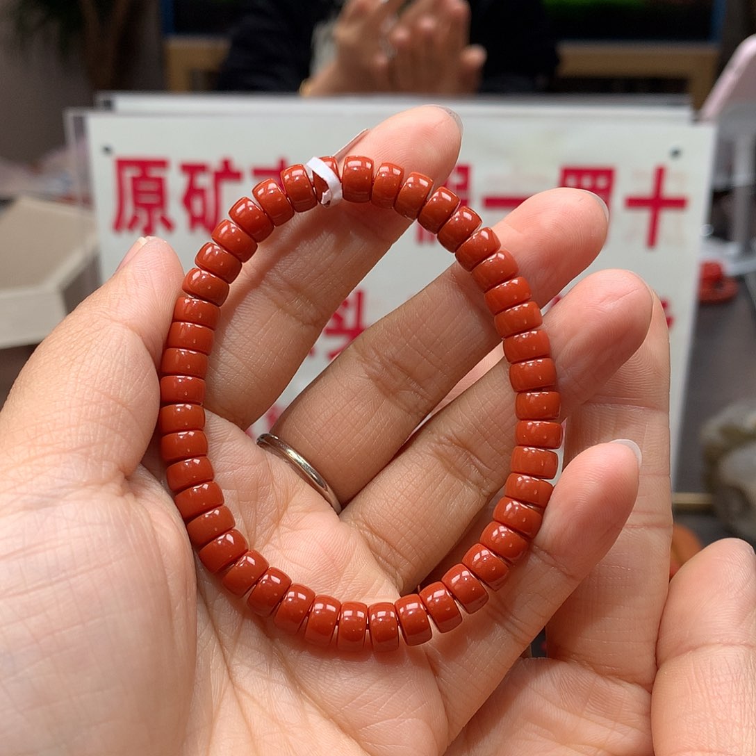 南红玛瑙南红6MM直切药片手串未镶嵌