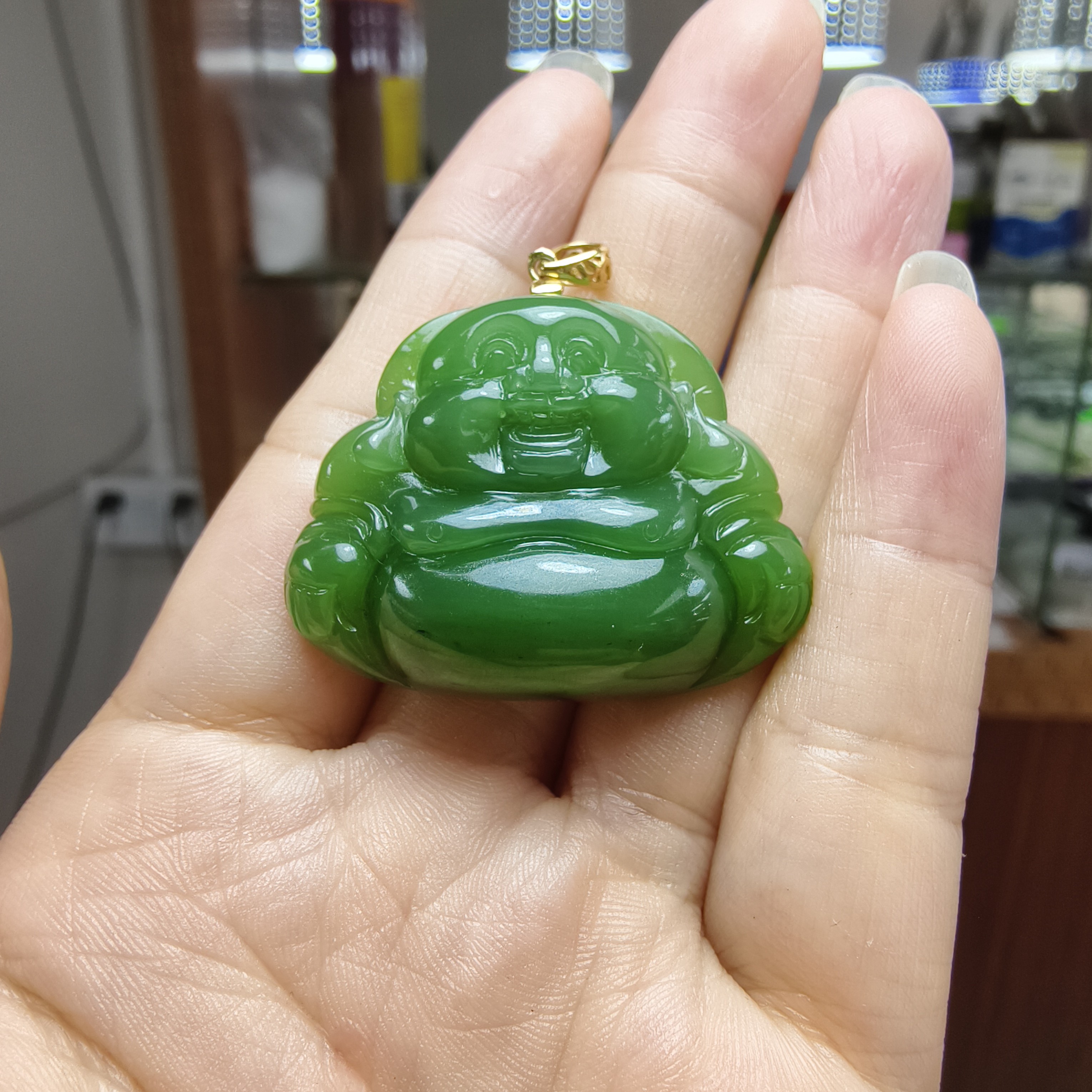 和田玉碧玉佛公29*36.9*10