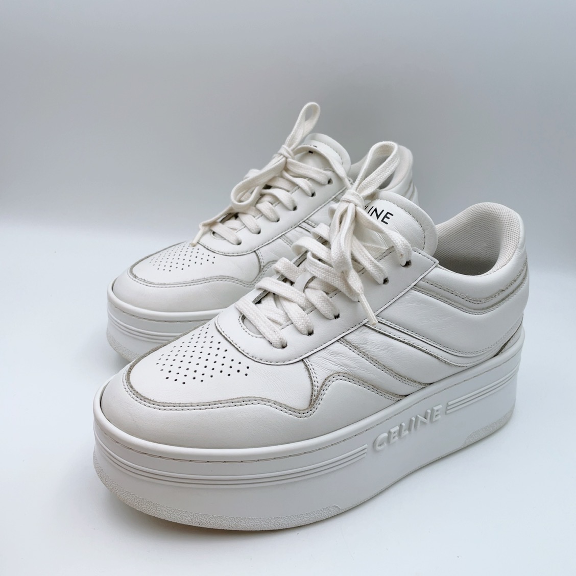 95新 Celine/思琳 37码厚底小白鞋my689