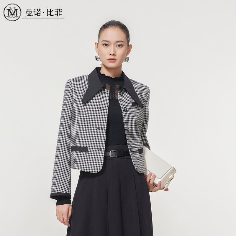 【艾美专属】高级感千鸟格显瘦短外套MEJG143055