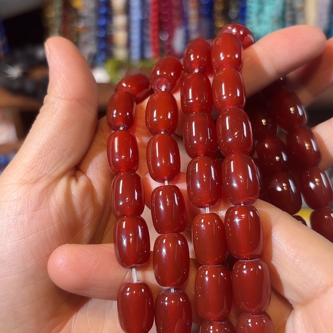 玛瑙/玉髓未镶嵌珠宝半成品红玛瑙卡9-14一条