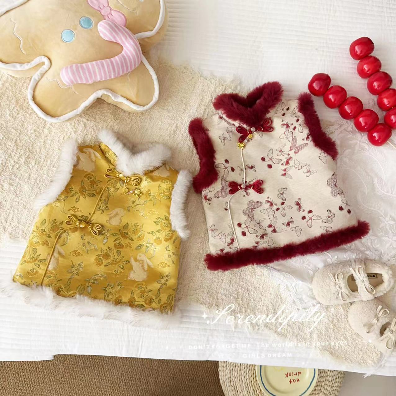 GP汤圆童装【格格驾到】冬季新中式国风提花夹棉马甲（年货） YA-3589