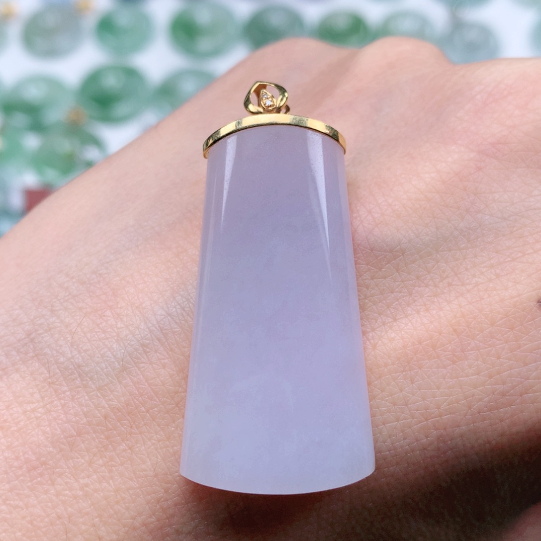 翡翠吊坠(不含链)18K金镶嵌