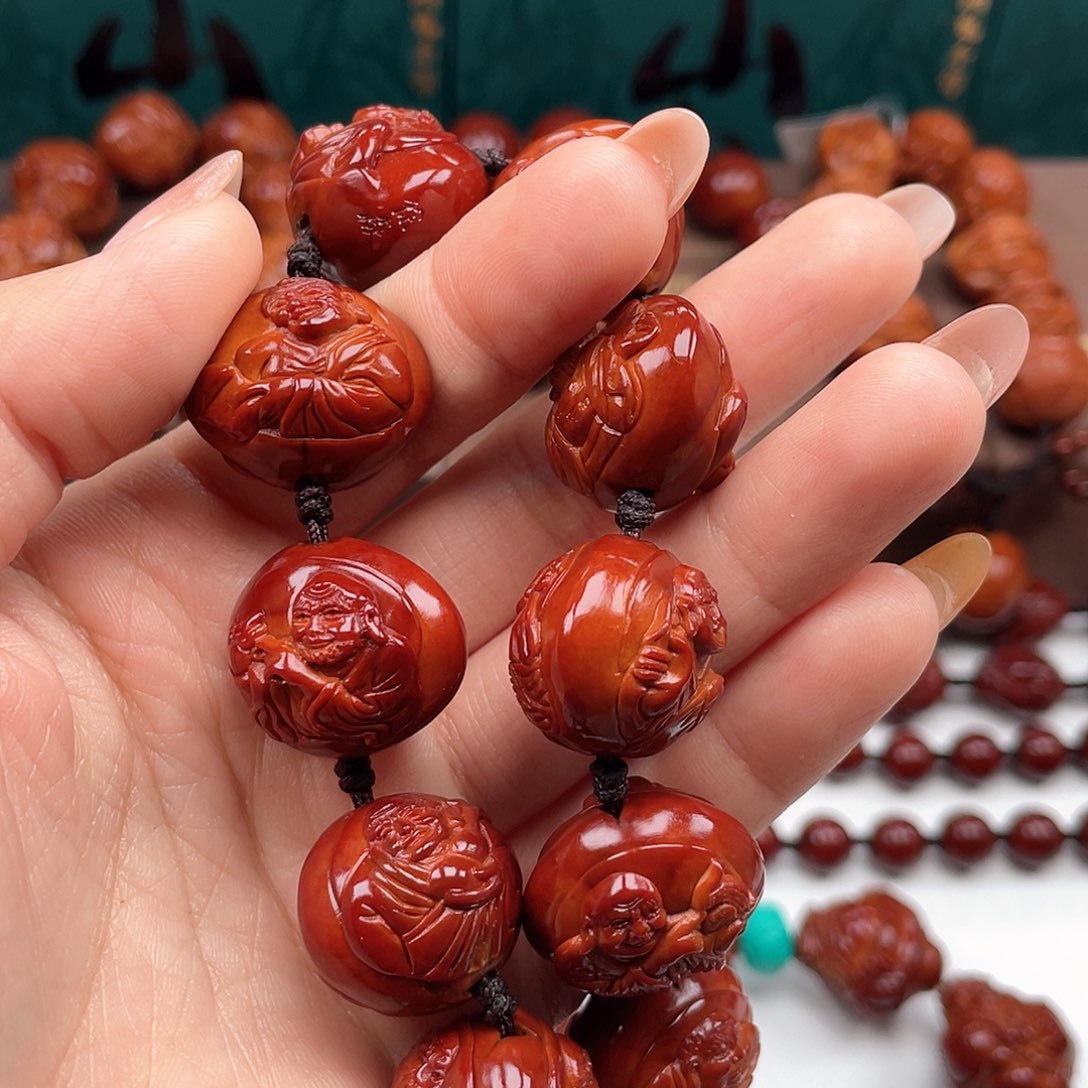 橄榄核手串1****，十八罗汉