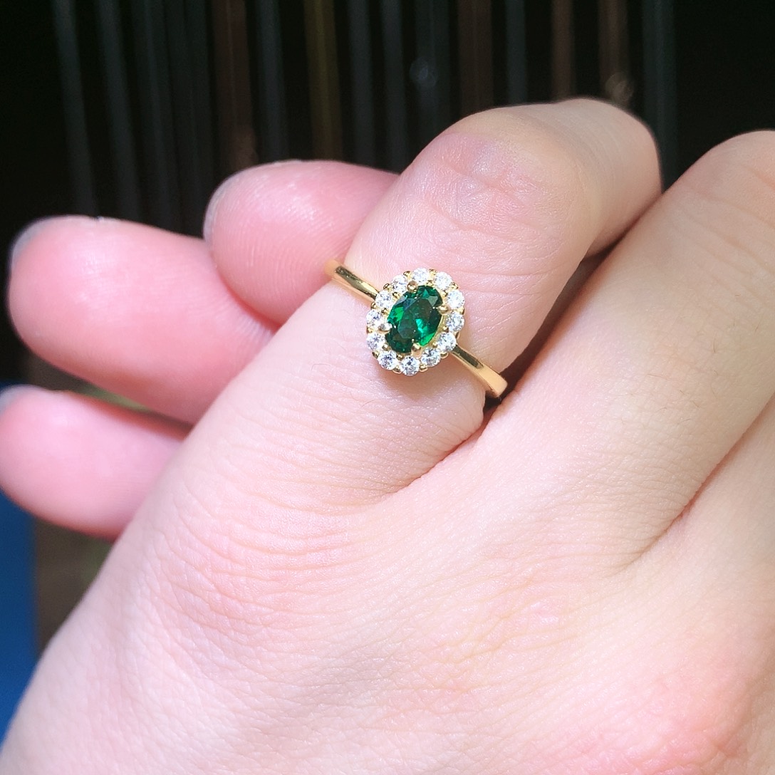 透辉石戒指银S925镶嵌