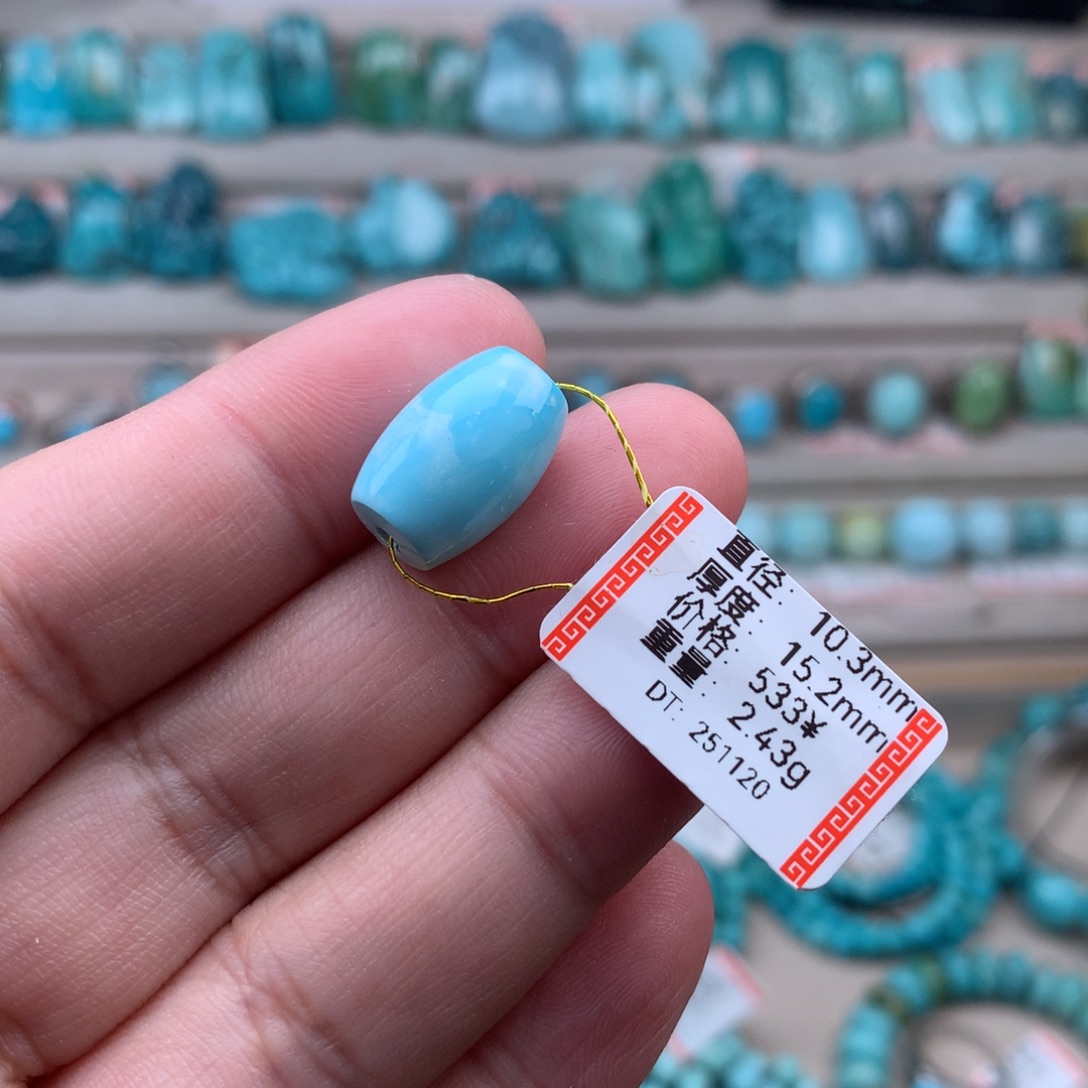 绿松石未镶嵌珠宝奇石桶珠27号