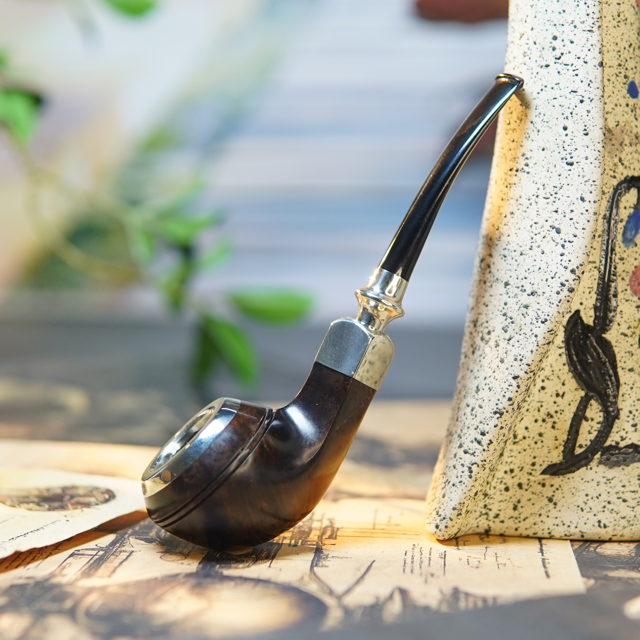 石楠木手工三圈罗德西亚弯牛头斗