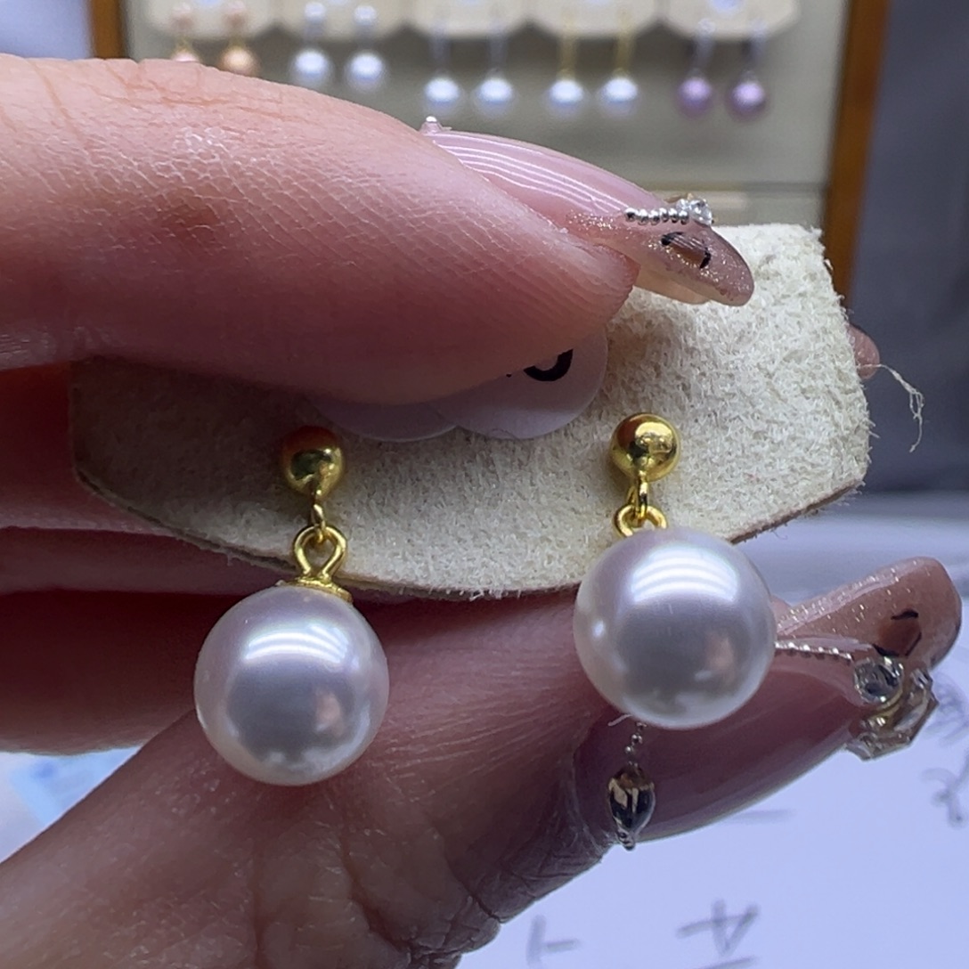 耳饰淡水珍珠银S925镶嵌