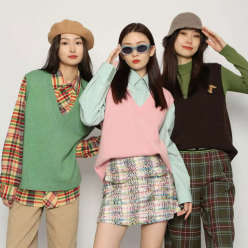 【商场同款】口袋针织马甲V领减龄时尚百搭宽松学院风背心5399256