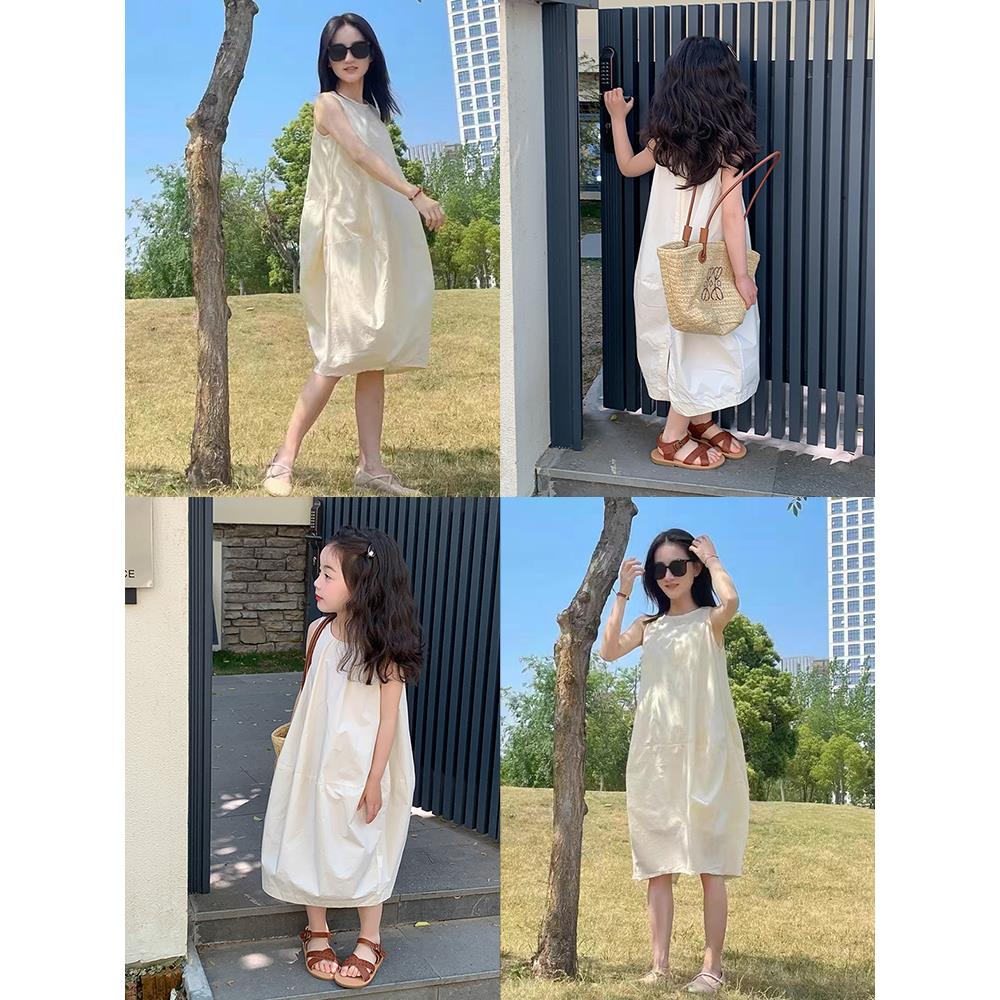 高级感白色花苞连衣裙特别亲子装母女2025新款夏天高端度假连衣裙