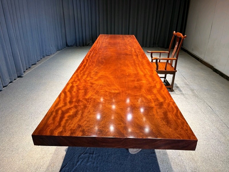 520*115*10红塔利小巴花格木材质纯实木大板桌，配支架不包邮