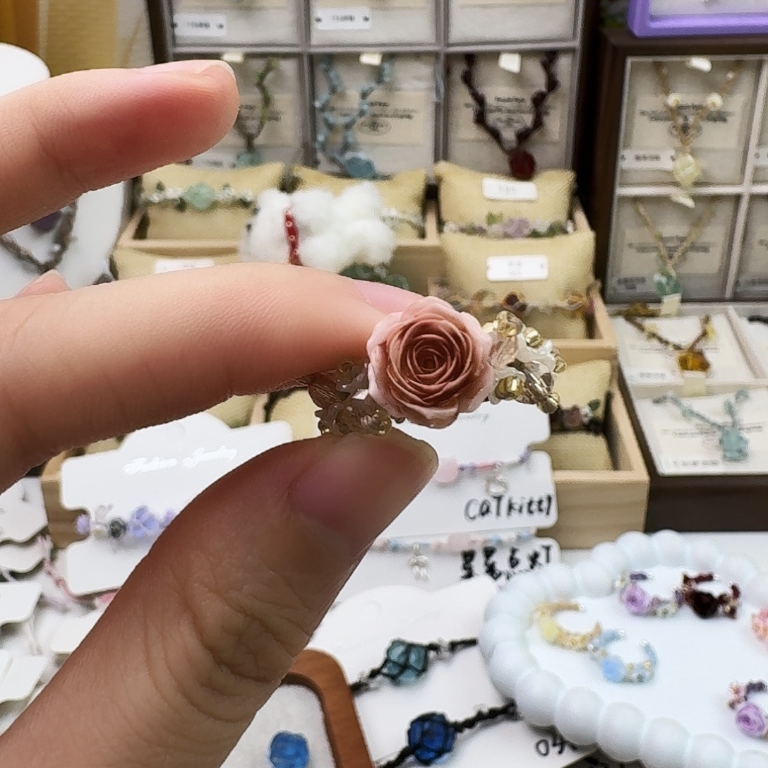 石英石纯铜合金干枯玫瑰戒指