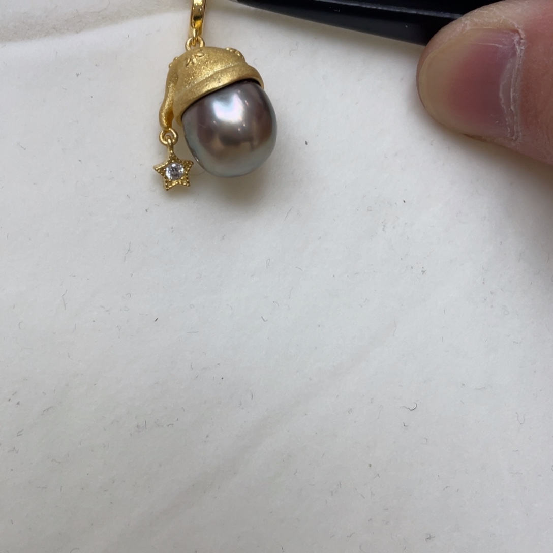银S925镶嵌海水珍珠吊坠(不含链)