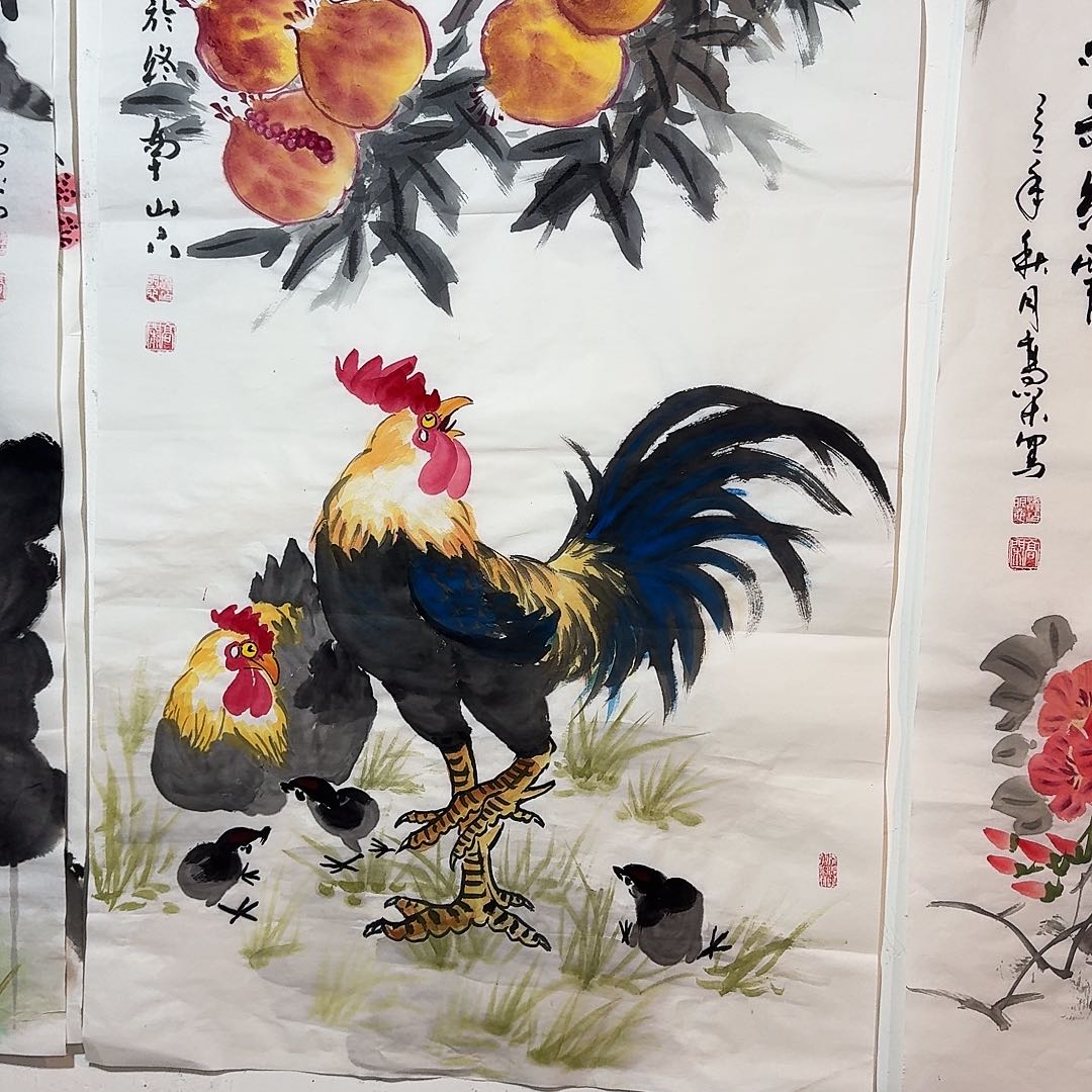 雨****国画一家亲，手绘国画