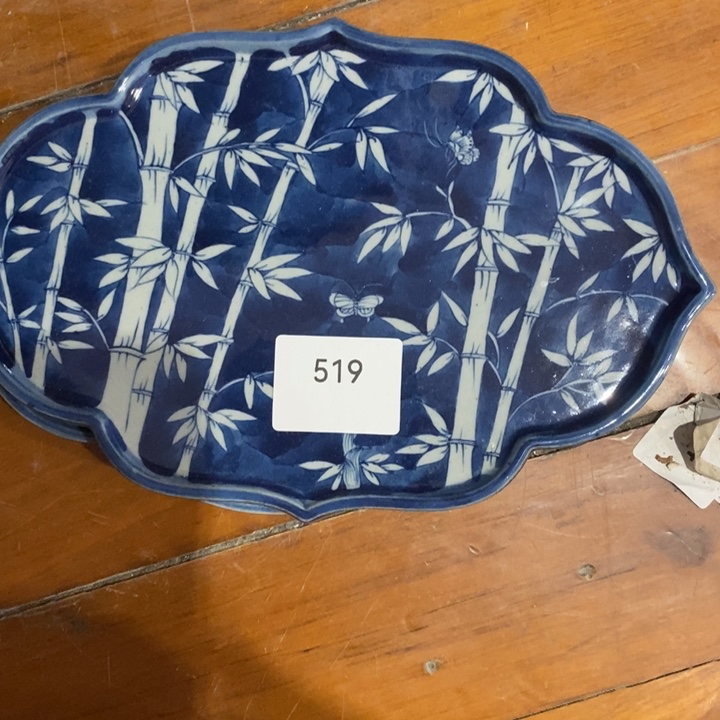 彩***间青花瓷景德镇手绘竹子如意盘