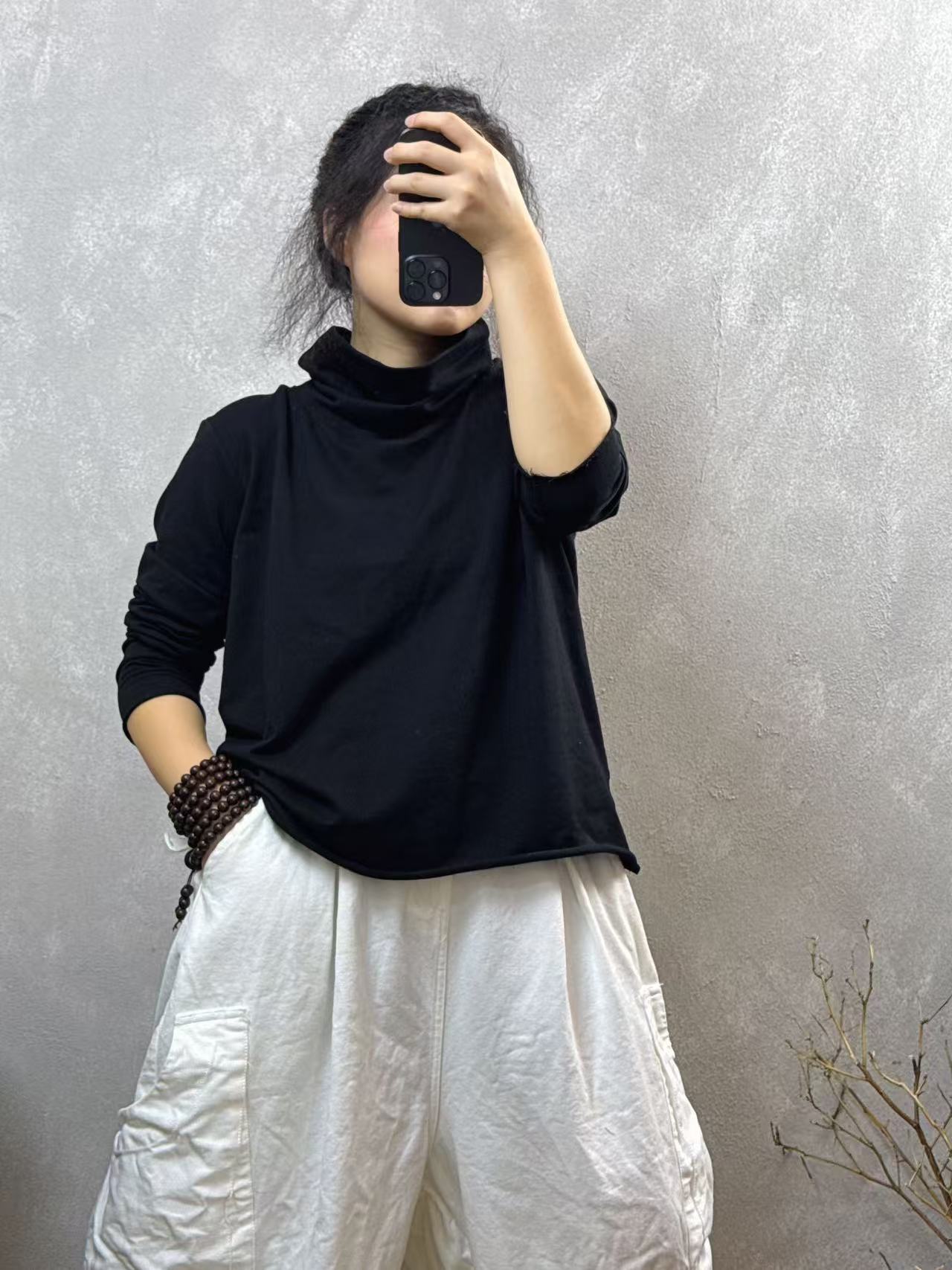 春季新款堆堆领打底卫衣衣长58左右胸围120