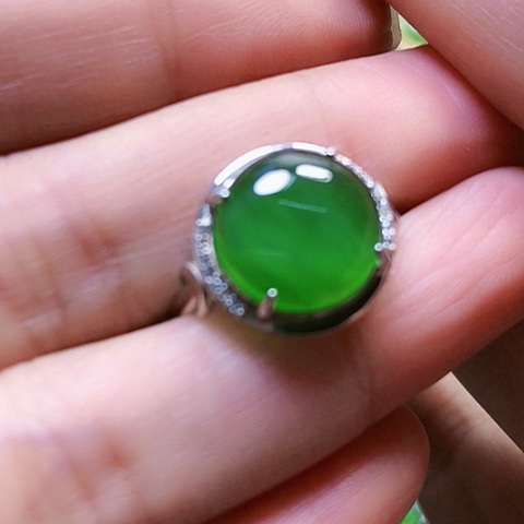 和田玉戒指银S925镶嵌