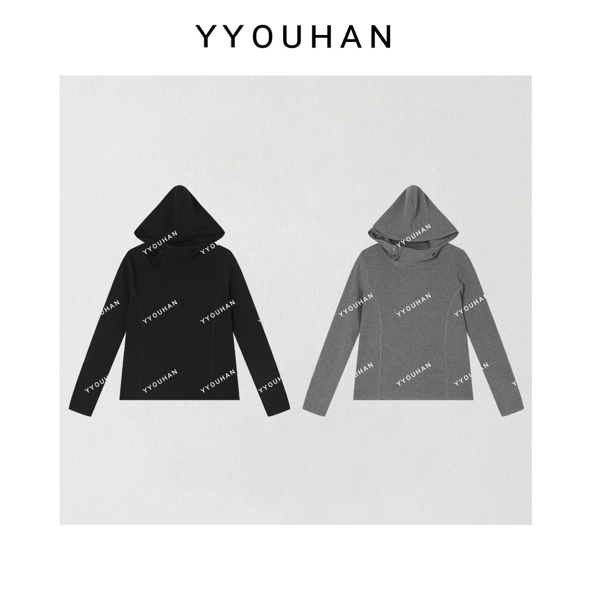 YYOUHAN 2025新款【私服挚爱】黑色慵懒风显瘦卫衣帽衫 2508C5034