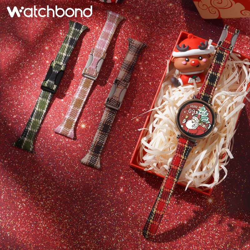 适用华为GT5手表带圣诞款gt4新年礼物毛呢表带智能红色watch5腕带