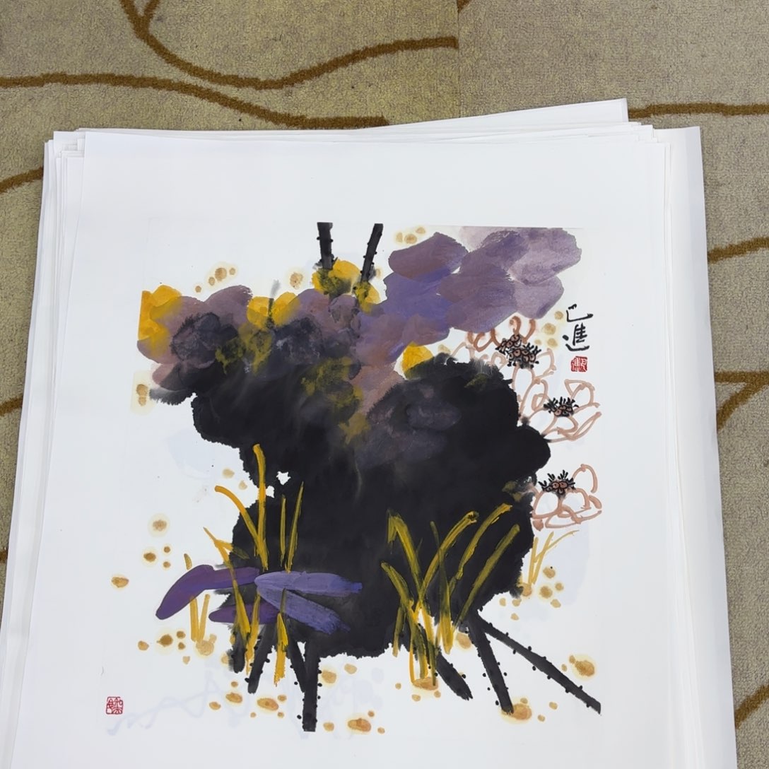 国画巴进四斗方李欣主播