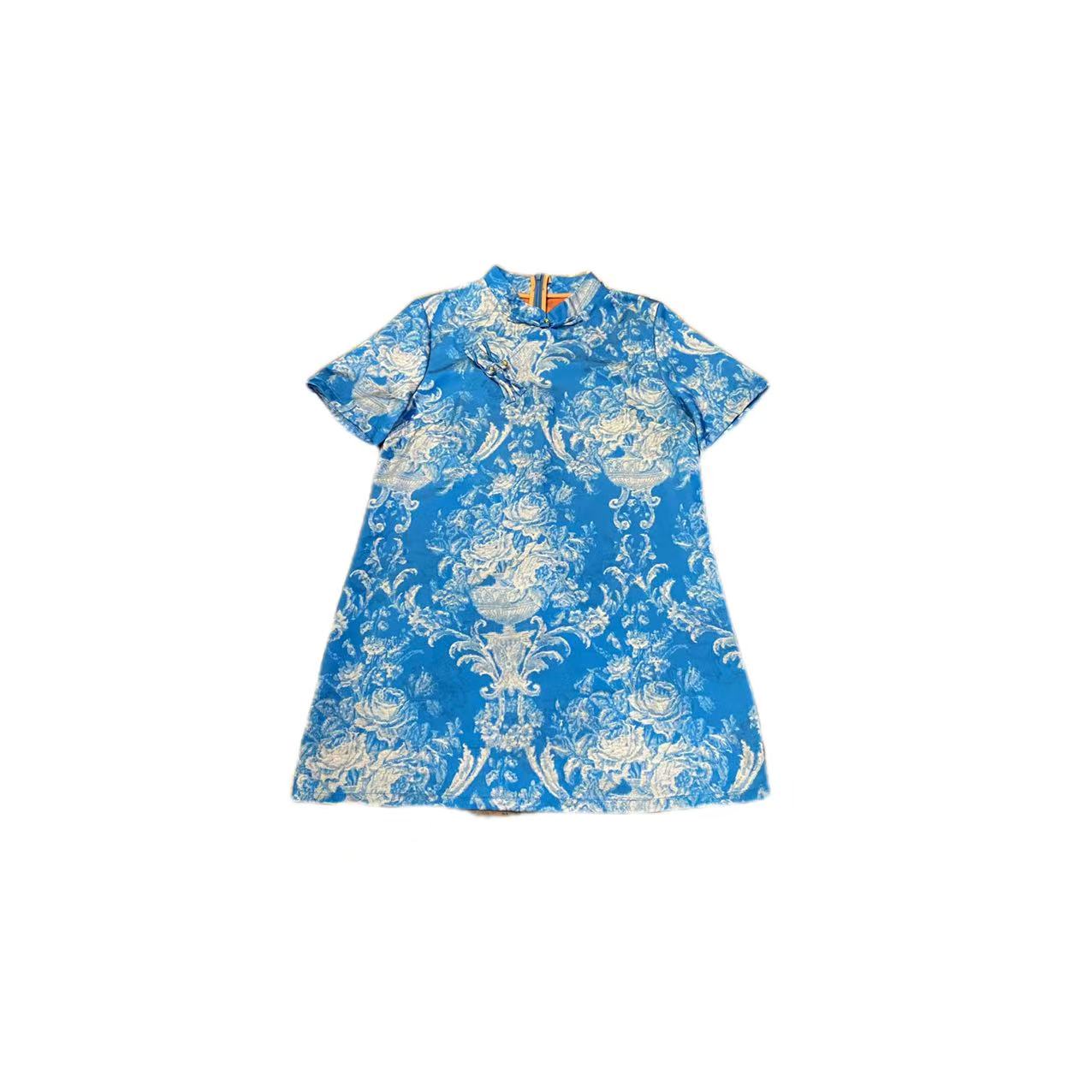 【时尚欧货】时尚百搭设计款气质休闲国潮花朵气质旗袍5070