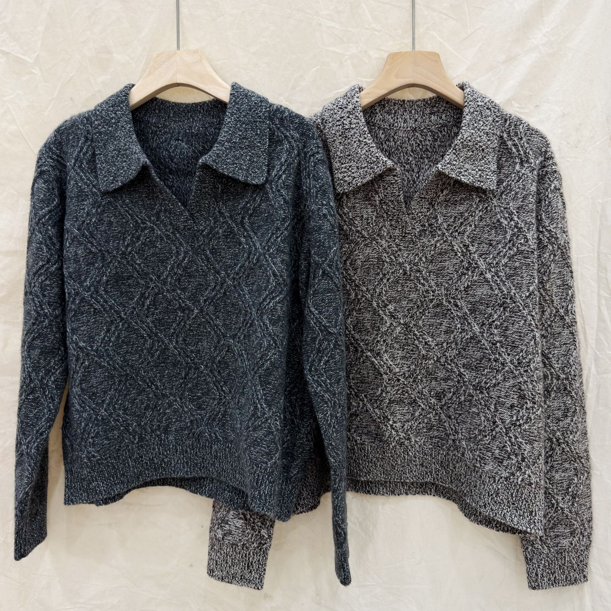 简约纯色翻领针织衫女2025秋冬新款时尚宽松百搭大码毛衣