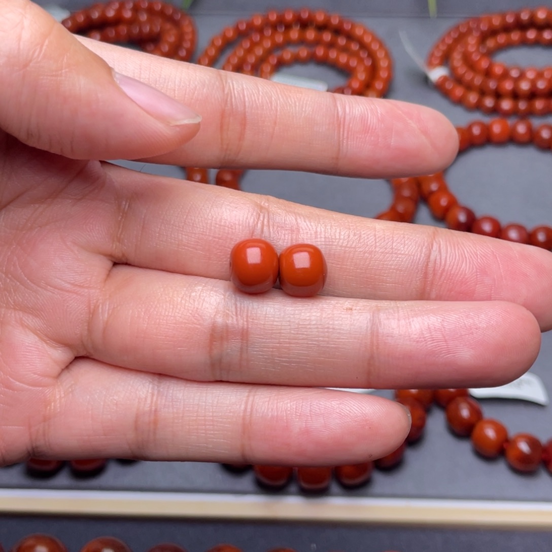 老***_南红玛瑙未镶嵌配饰9.4mm瓦西锦红老型单珠
