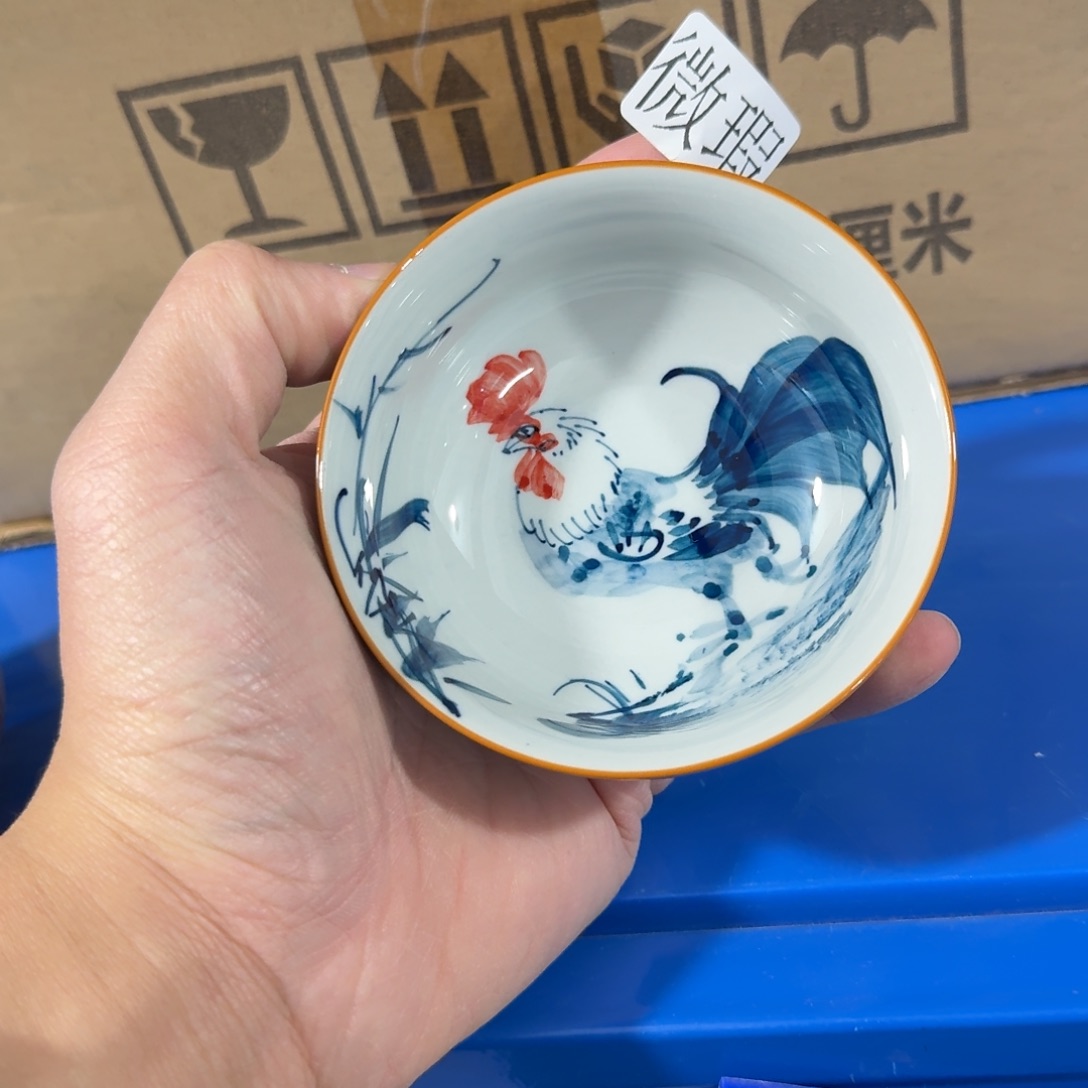 釉下手绘茶具微瑕
