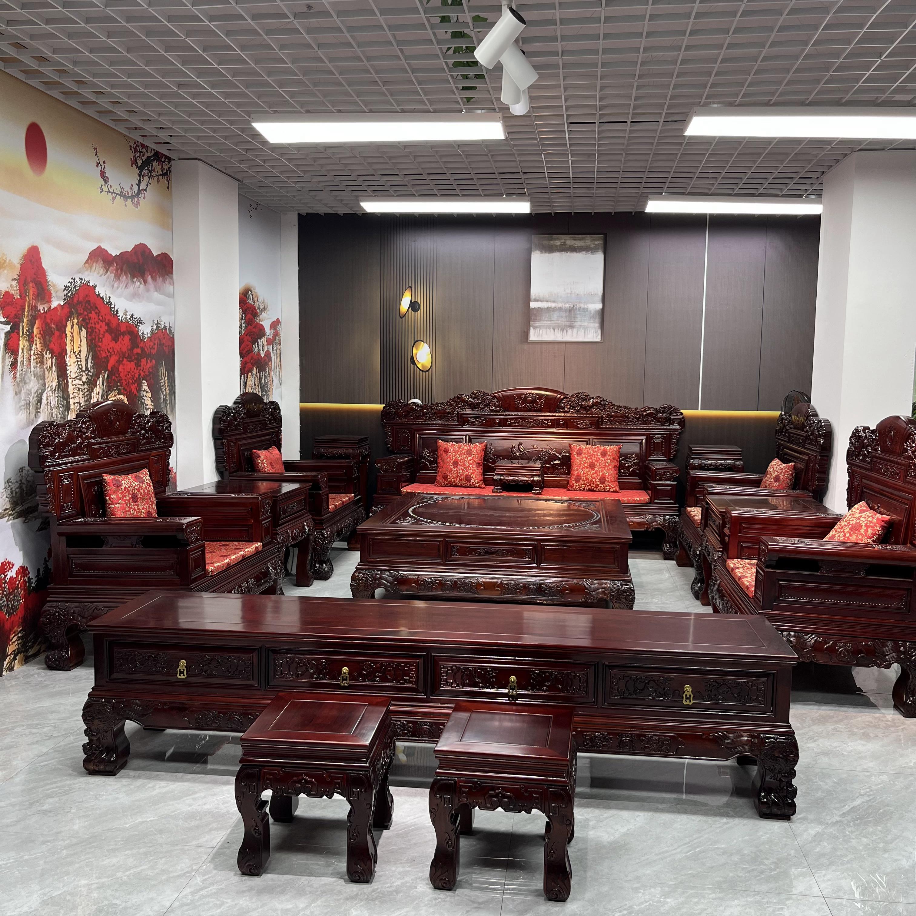 八方来财款进口优质木材榫卯结构精品实木沙发精湛仿古工艺