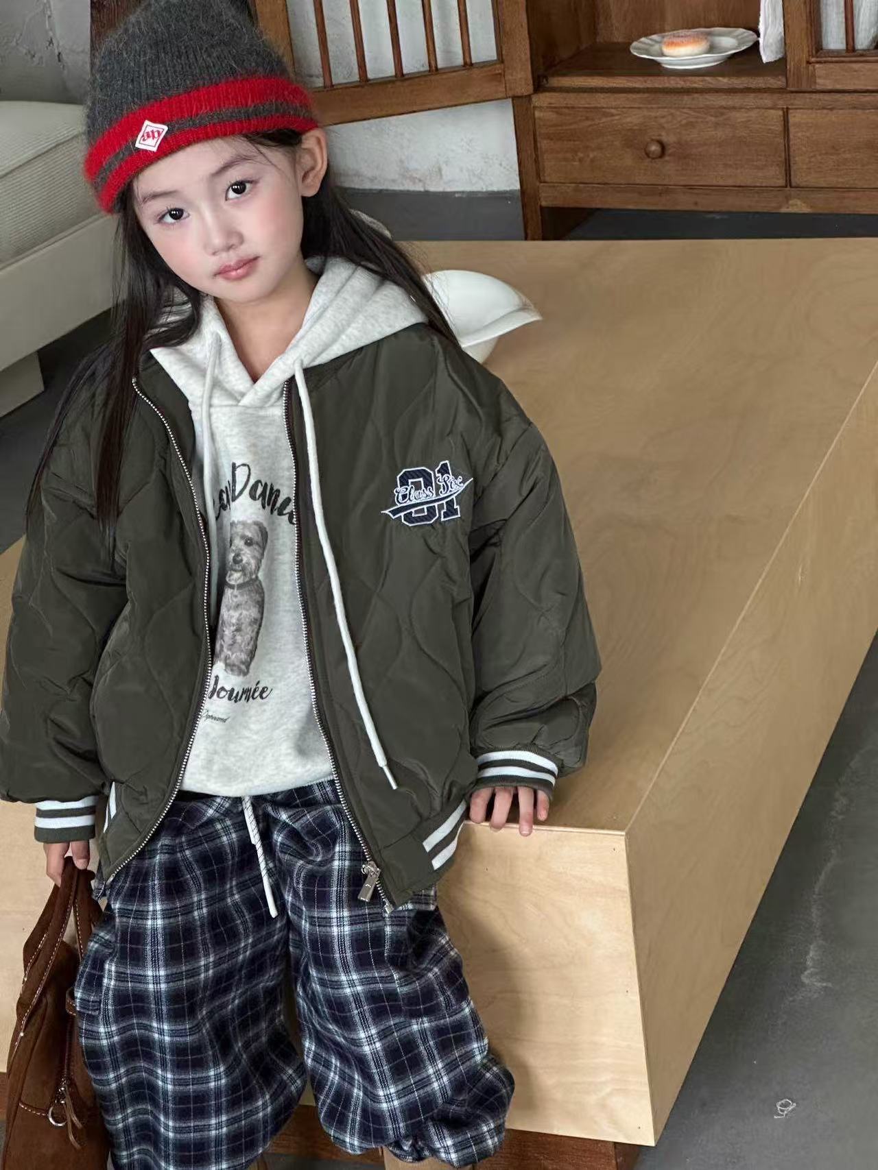 T370军绿色休闲棉衣童装/三宝