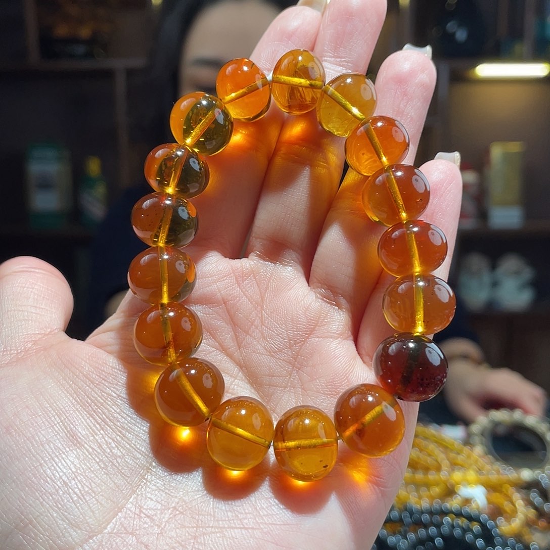 琥珀手链未镶嵌14m金珀