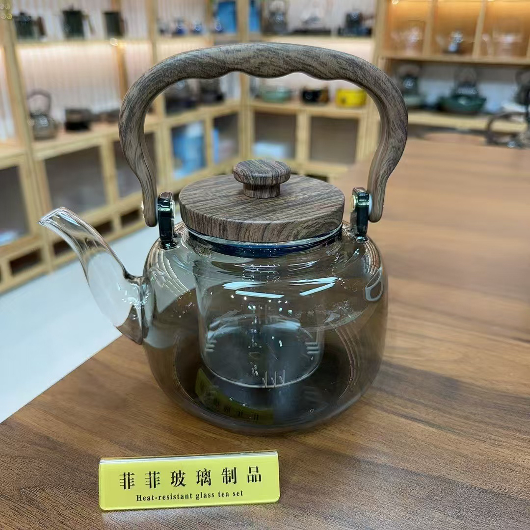 煮茶壶泡茶壶升级树脂盖子把手大容量提梁壶玻璃壶烧水壶煮茶壶