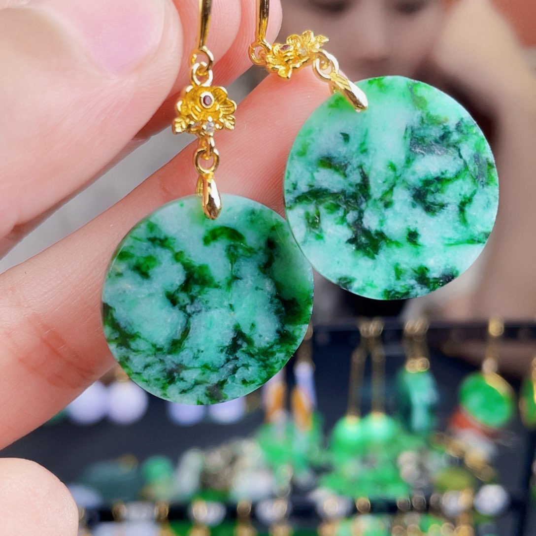 翡翠未镶嵌耳饰饰品