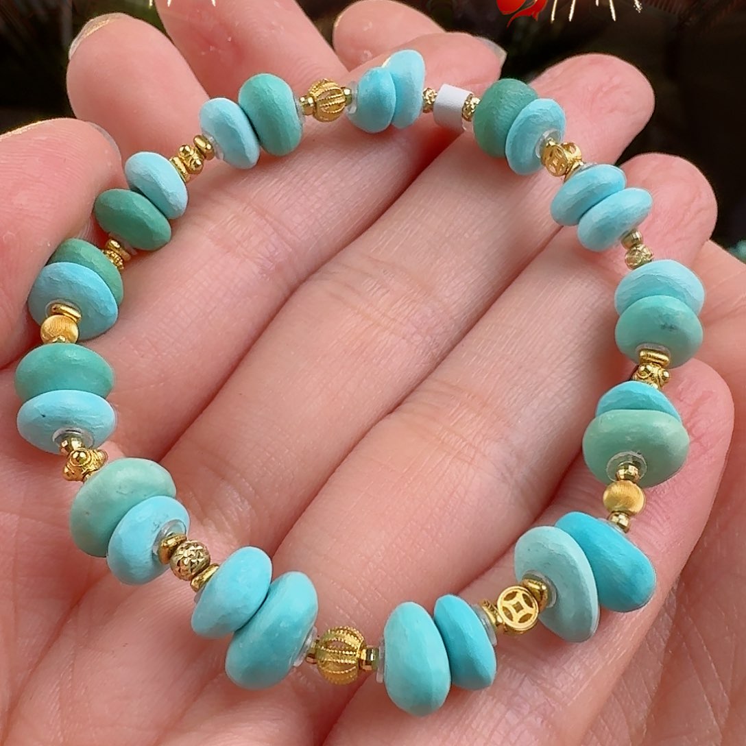 绿松石珠宝奇石18K金镶嵌