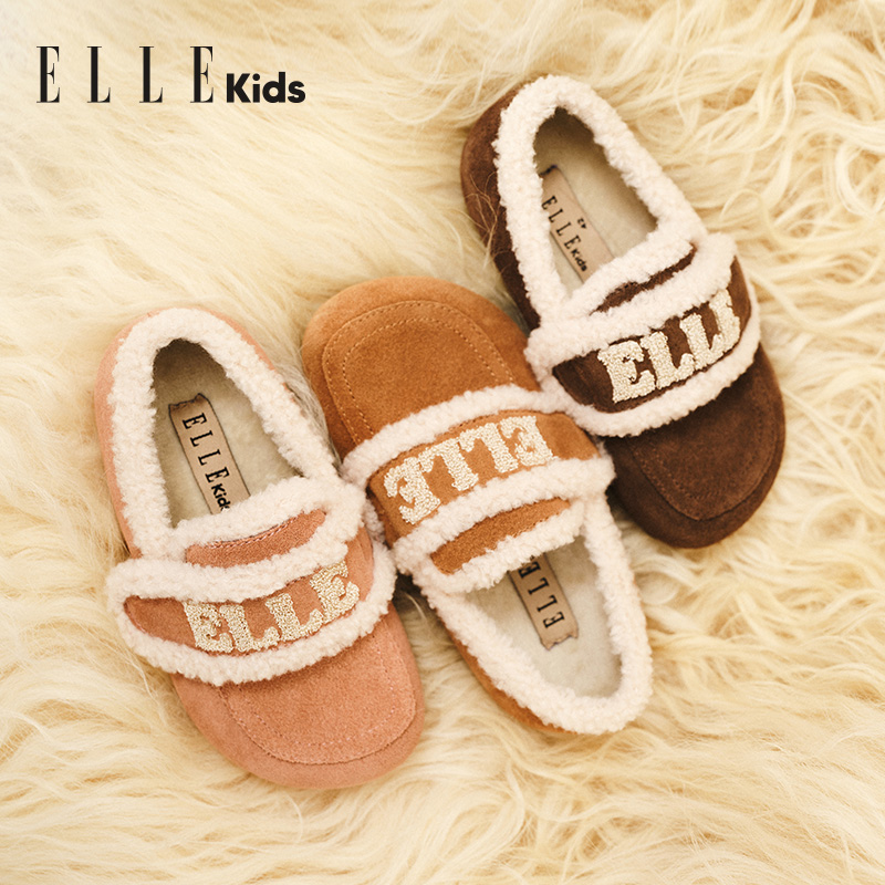 ELLEkids童鞋女童棉鞋冬季新款软底保暖儿童毛毛鞋EFG4M7981
