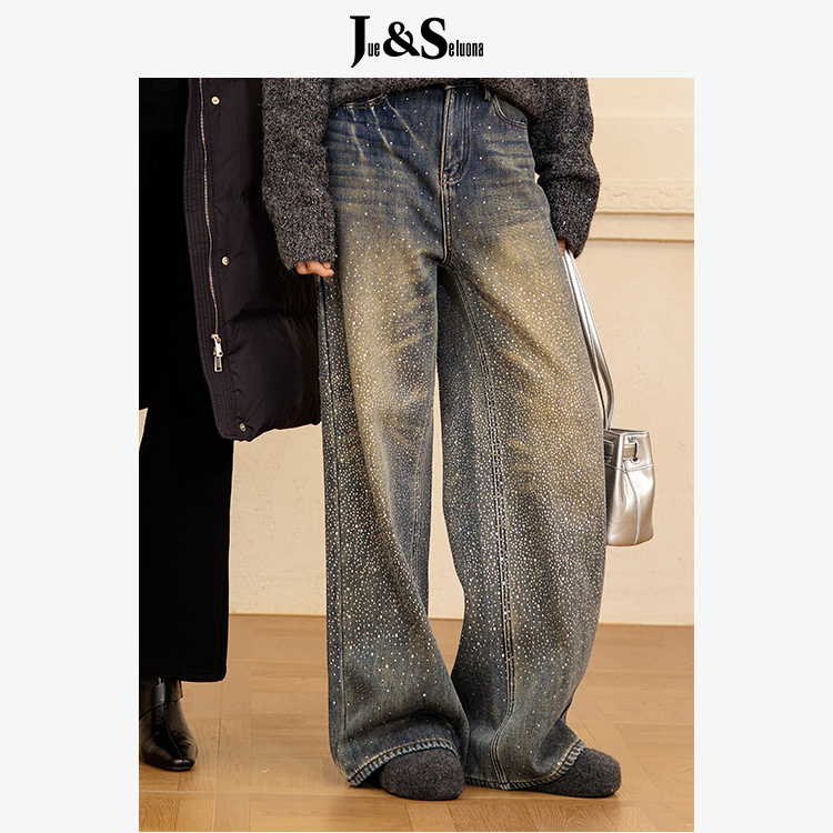 Jue&Seluona23254035兰色牛仔裤