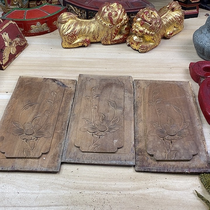 香榧木茶室空间老木雕花板