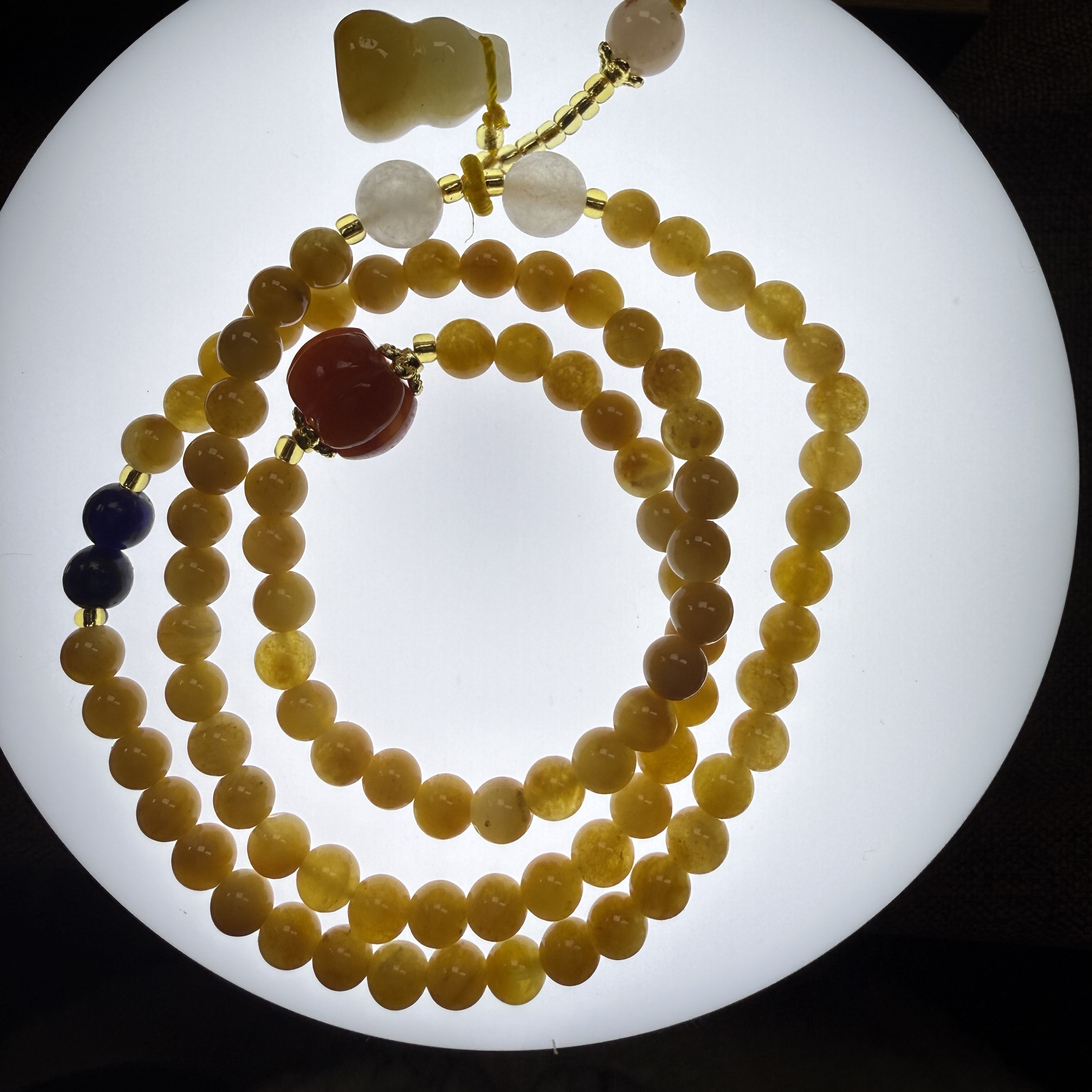 天然黄龙玉手串diy款