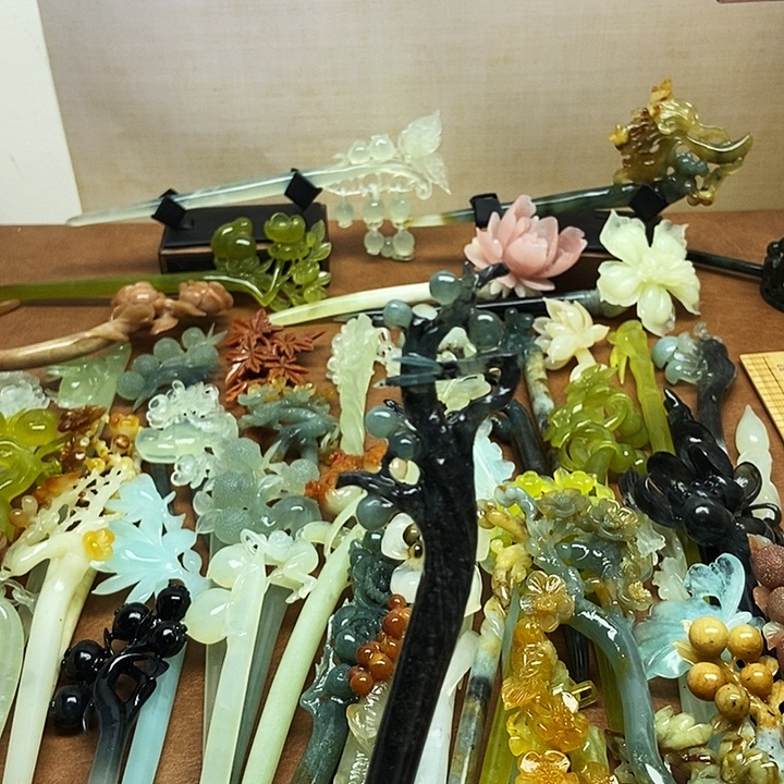 浅***へ蛇纹石玉未镶嵌发饰