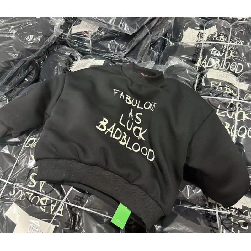 312029《黑》小涵家韩版童装儿童休闲舒适加绒秋冬圆领时尚卫衣