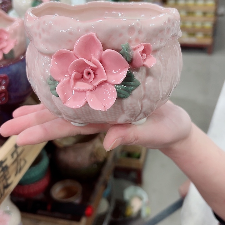 有孔.凑满10元发货多肉陶瓷花盆！