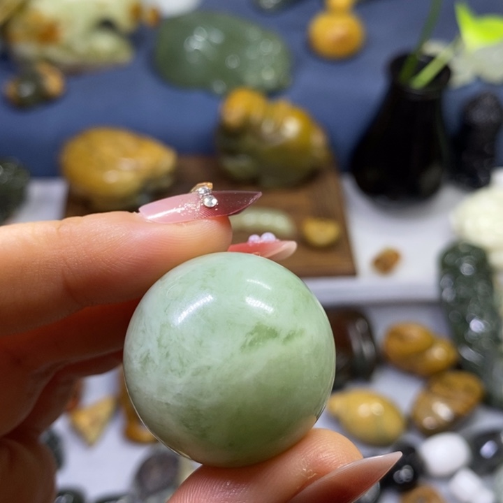 蛇纹石玉未镶嵌岫玉3.0珠