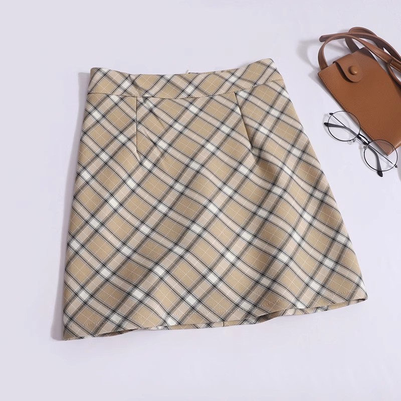 2025早春新款辣妹风格子复古半身裙女高腰包臀A字显瘦短裙