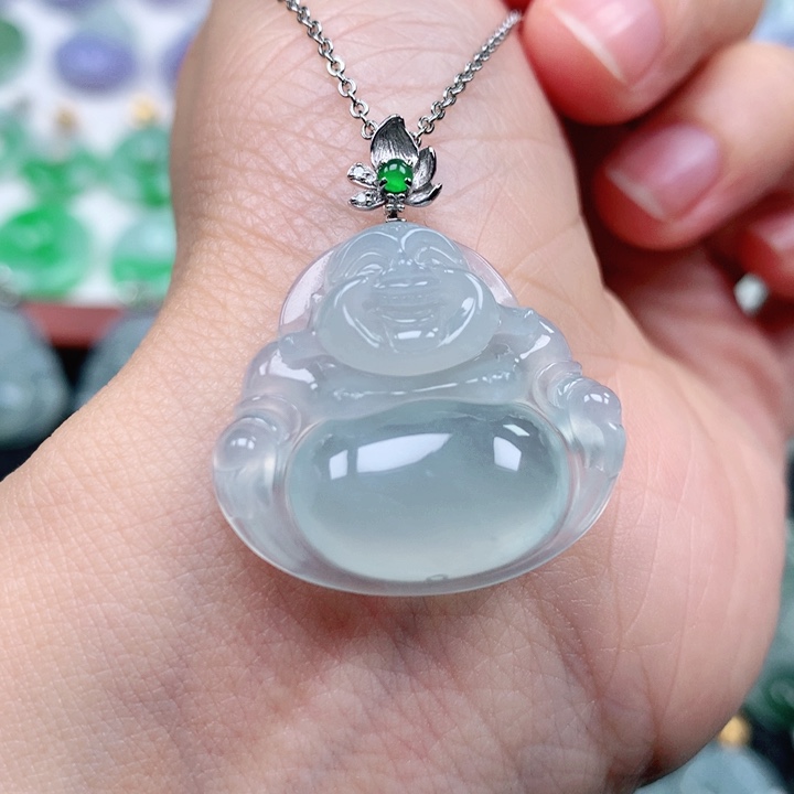 翡翠吊坠(不含链)18K金镶嵌